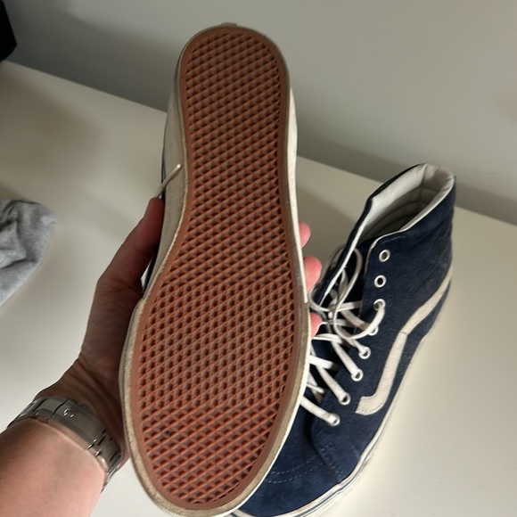 Navy Suede Hightop Vans Mens Size 8 - Picture 2 of 4